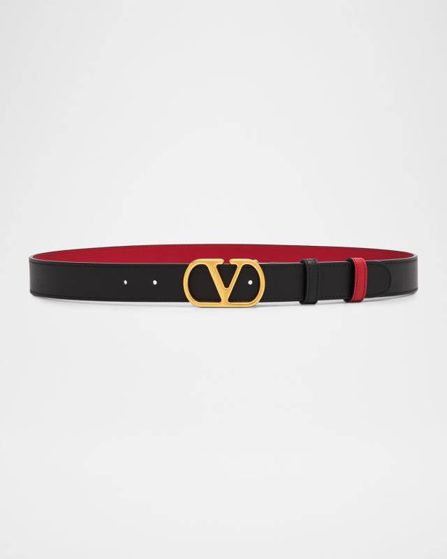 VLogo Signature Reversible Leather Belt, 30